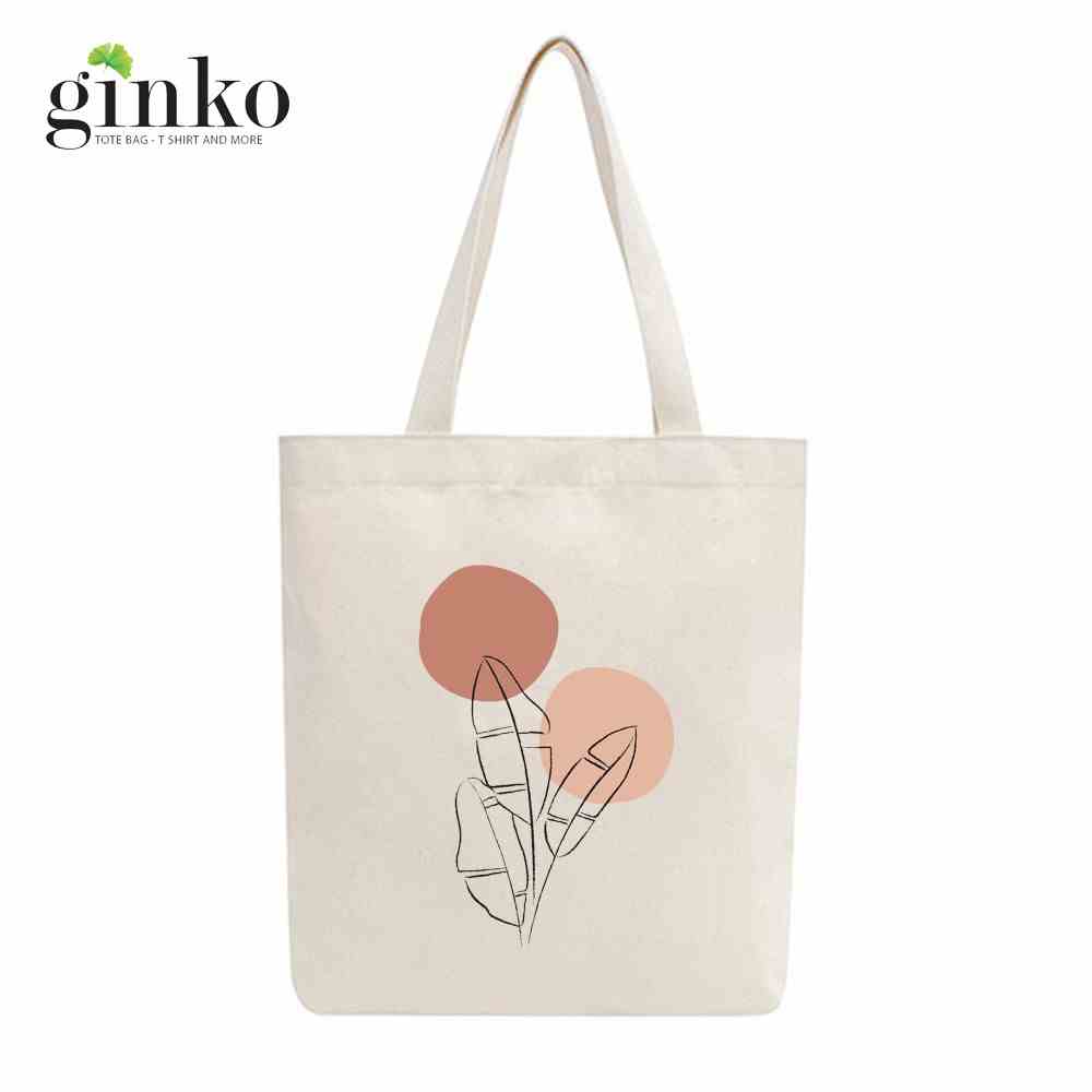 [Mã BMLTA35 giảm đến 35K đơn 99K] Túi Tote Vải Mộc GINKO Dây Kéo In Hình Minimalism Art M13