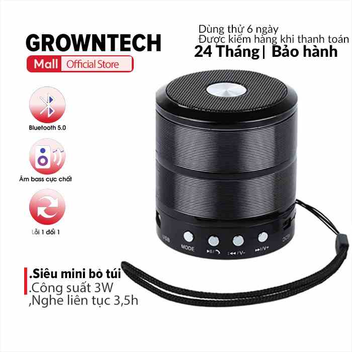 Loa bluetooth GrownTech mini nghe nhạc Ws 887 có lỗ cắm jack 3.5mm bảo hành 2 năm