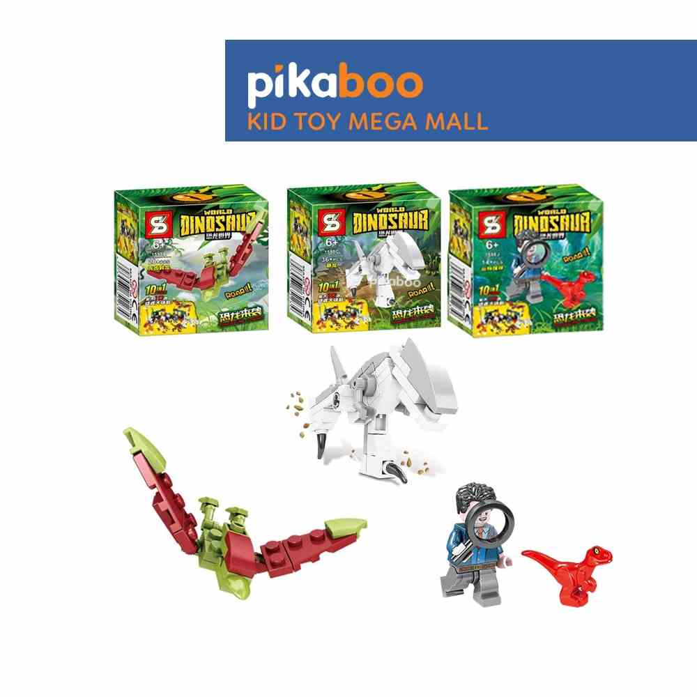 Đồ chơi lắp ráp khủng long 3D mini Pikaboo cho bé trai và bé gái thiết kế nhựa PP an toàn cho bé