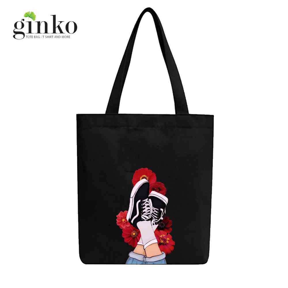 [Mã BMLTA35 giảm đến 35K đơn 99K] Túi Vải Tote Ginko Dây Kéo Phong Cách ulzzang Hàn Quốc In Style Sneakers B10