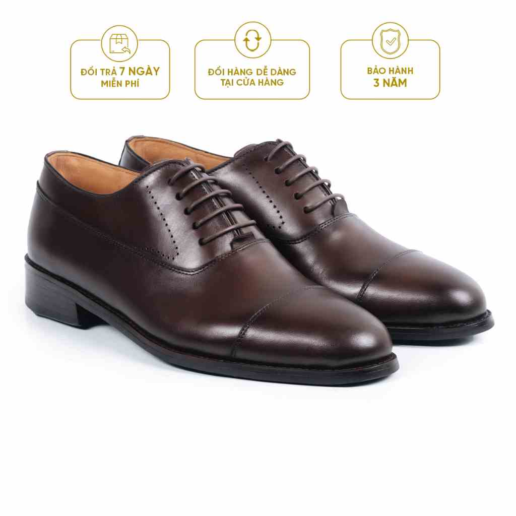 Giày Tây Cao Cấp TONKIN CAPTOE OXFORD - OF07 - Da Bò Ý Lót Trong Da Bò Mộc - Thương hiệu Be Classy