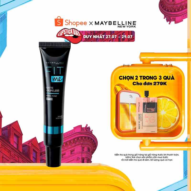 Kem Lót Kiềm Dầu Ngăn Xuống Tông SPF 20 Fit Me Primer Matte+Poreless Maybelline New York 30ml