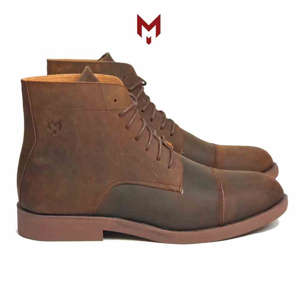 [Mã BMLTB200 giảm đến 100K đơn 499K] Giày cao cổ nam Mad Captain Boots Brown da bò sáp ngựa điên cao cấp bụi bặm