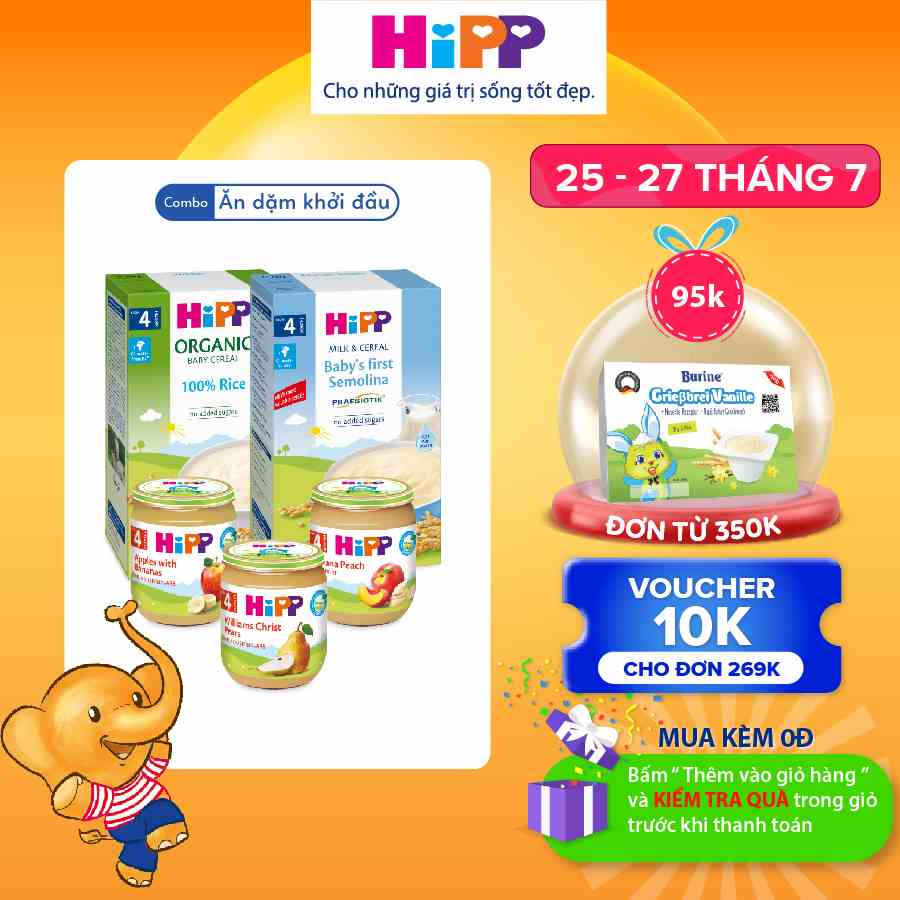 Combo ăn dặm HiPP Organic số 1: Ăn dặm khởi đầu.