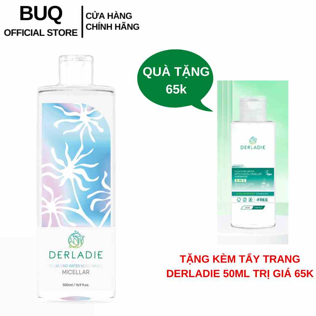 Nước Tẩy Trang Cây Phỉ Làm Sạch, Ngừa Mụn Trên Da Derladie Cleansing Water Witch Hazel 1000ml/500ml