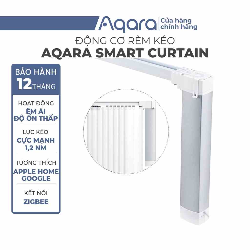 Động cơ rèm thông minh Aqara Smart Curtain ZNCLDJ11LM - Tự động đóng/ mở, Điều khiển từ xa, Hàng Chính Hãng BH 12 Tháng