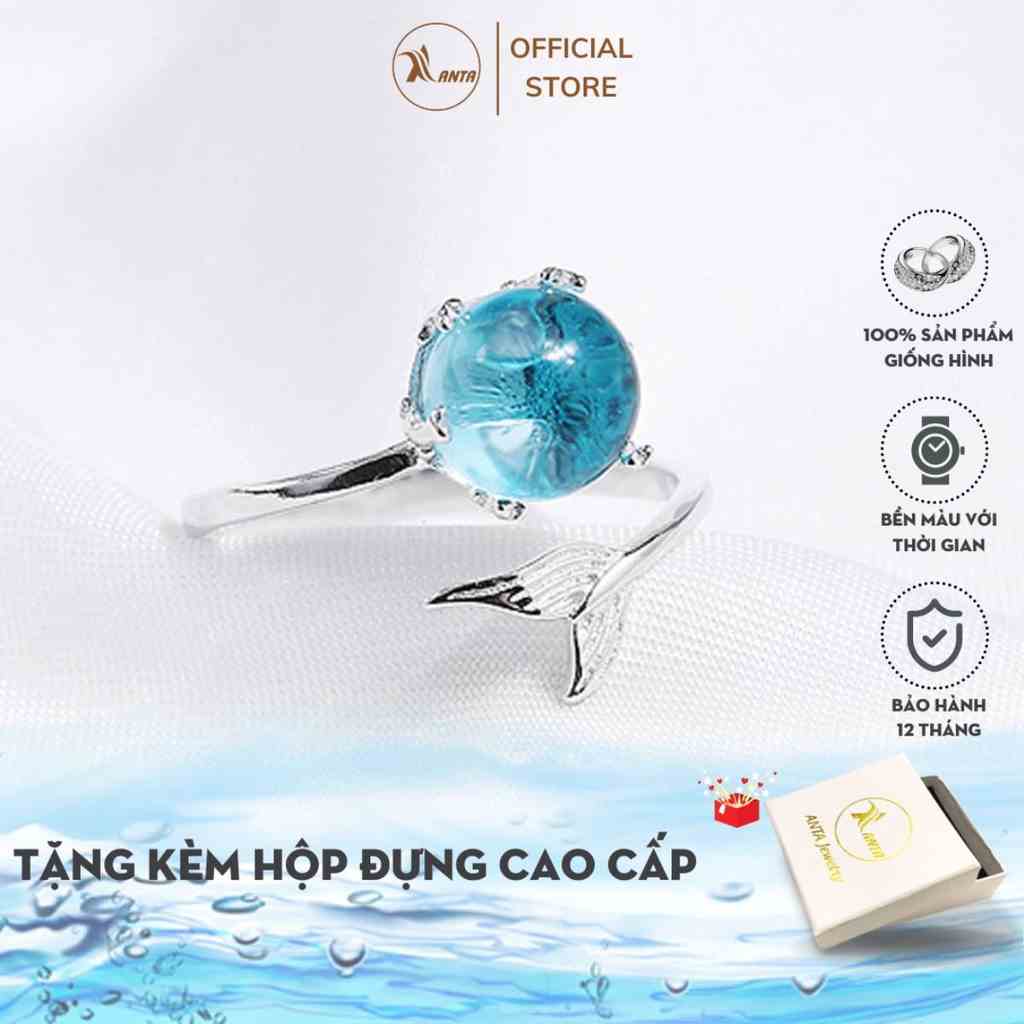 Nhẫn bạc 925 đính đá pha lê hình đuôi cá sáng tạo phong cách , ANTA Jewelry - ATJ3086