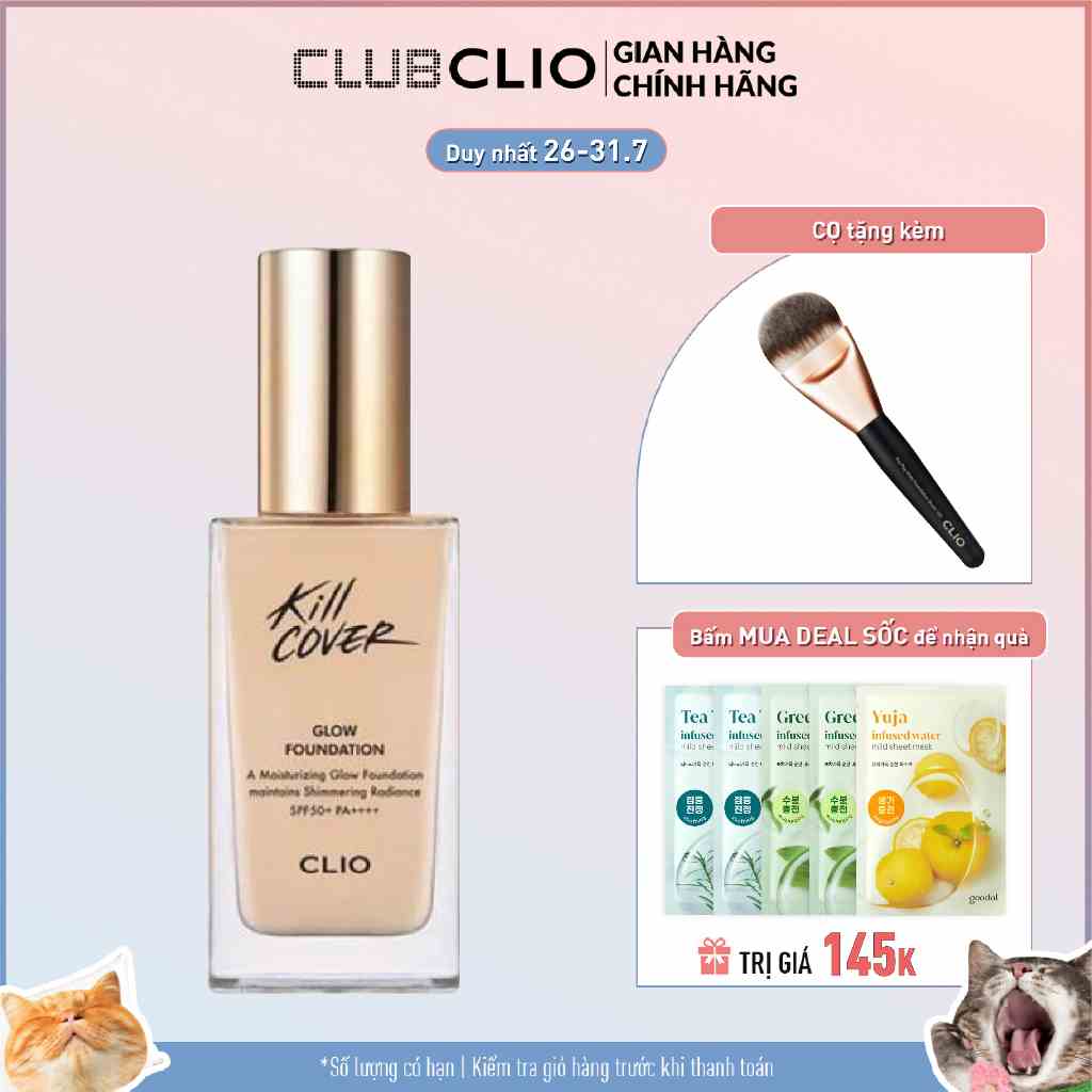 Kem Nền Bóng Mượt Clio Kill Cover Glow Foundation Spf50+ Pa++++ 38G