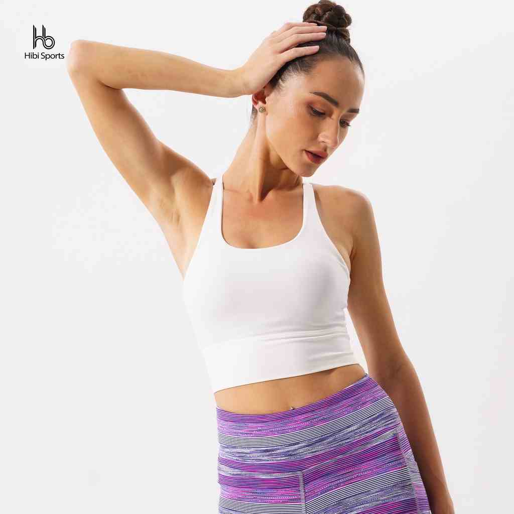 Áo tập Yoga, kiểu croptop 4 dây Hibi Sports CR808, kèm mút nâng ngực