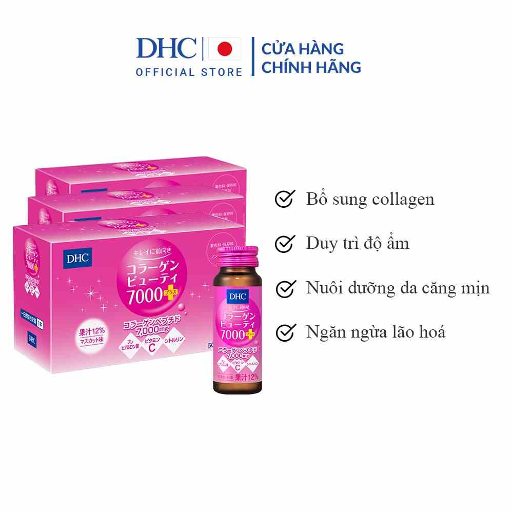 Nước uống Collagen DHC Nhật Bản hàm lượng 7000mg/lọ nuôi da căng mọng, ngăn ngừa thâm nám 30 lọ (3 hộp)