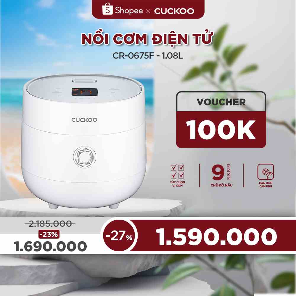 [Mã ELHACE01 giảm 12% đơn 300K] Nồi cơm điện tử CUCKOO CR-0675F phiên bản quốc tế 1,08 lít - Hàng chính hãng