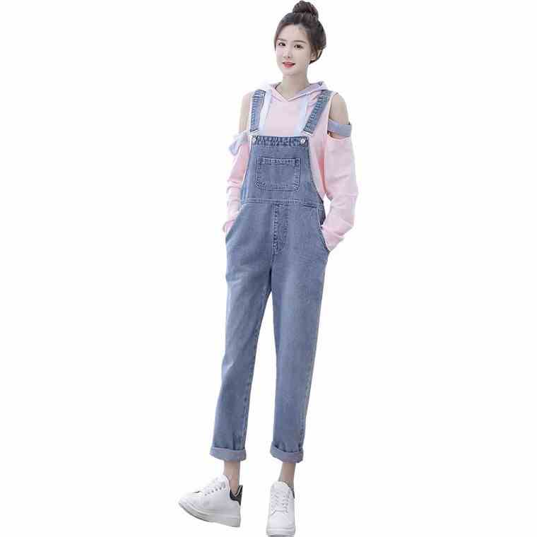 Yếm jean dài nữ JL JohnsonLi ,túi ngực, ulzzang phong cách hàn quốc LB08