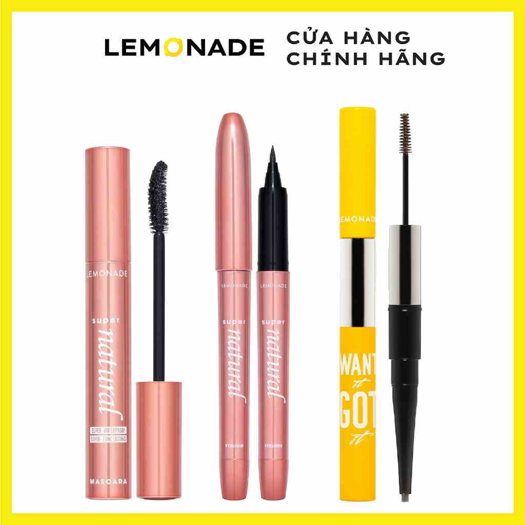 Combo trọn bộ trang điểm mắt LEMONADE gồm 01 Mascara 7.5g + 01 Eyeliner 1g + 01 Eyebrow 2.75g