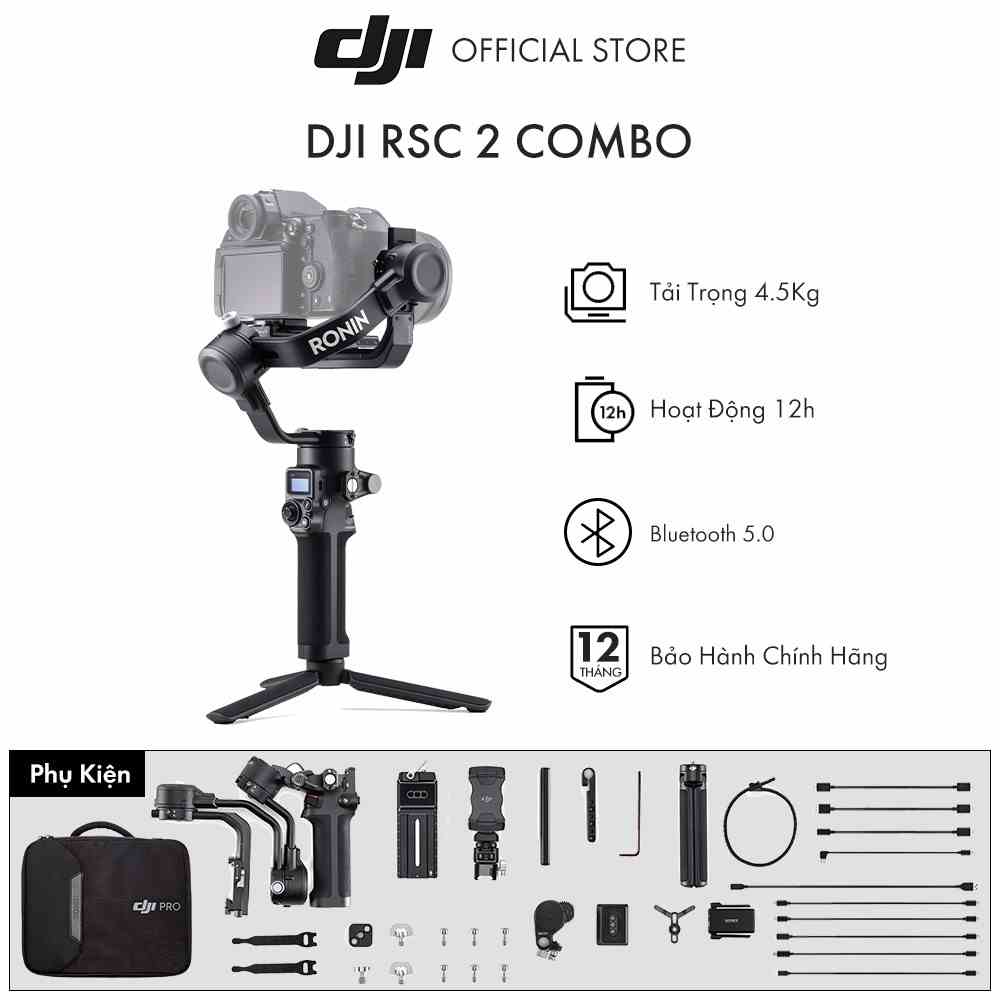 Tay cầm gimbal DJI Ronin RSC 2 chống rung máy ảnh - Cam Kết Chính Hãng