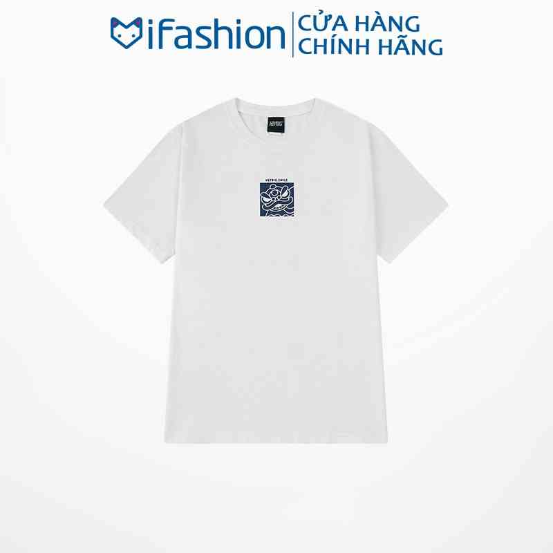 Áo thun form rộng IFASHION chất cotton dáng unisex tay lỡ in hình con lân nhỏ heybig smile N115