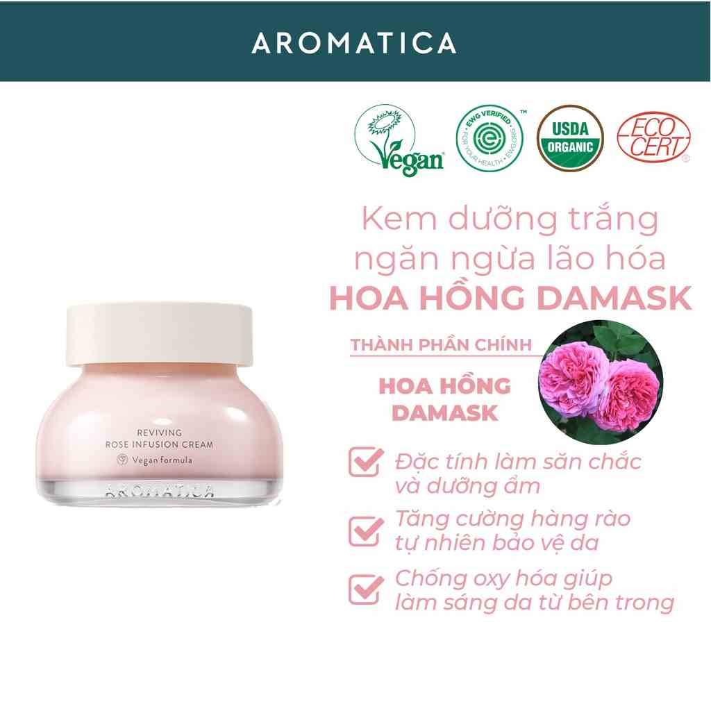 [Mã BMLTB35 giảm đến 35K đơn 99K] Kem Dưỡng Trắng Da Ngăn Ngừa Lão Hóa Aromatica Reviving Rose Infusion Cream 50ml