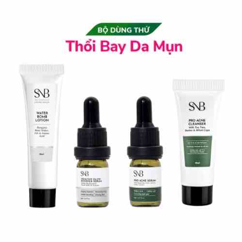 Bộ 4 Sản Phẩm Mini Size Thổi Bay Da Mụn, Phục Hồi Da, Giúp Da Khoẻ Mạnh, Mịn Màng SNB20