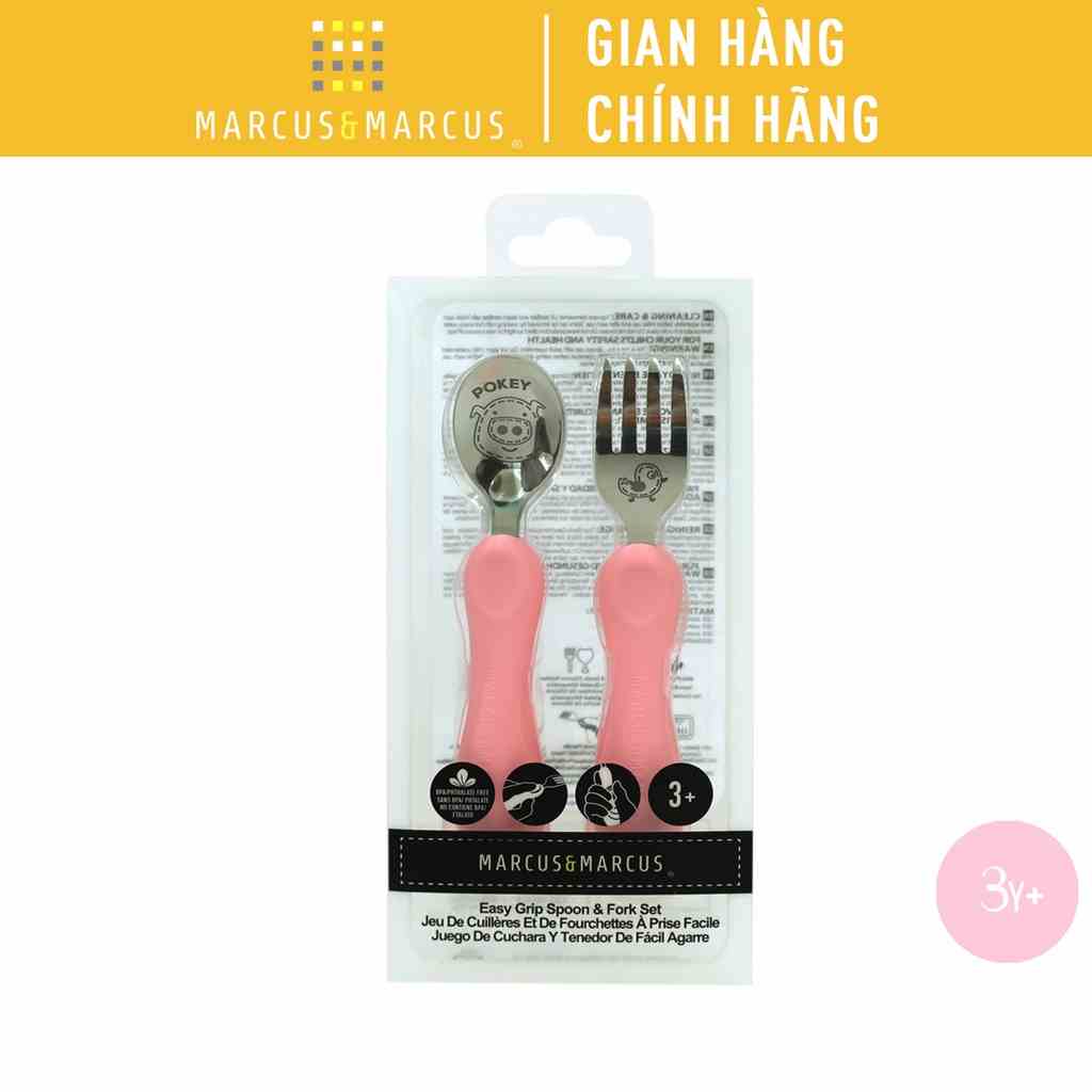 [Mã BMLTB200 giảm đến 100K đơn 499K] Bộ thìa nĩa ăn dặm cho bé Easy Grip Marcus & Marcus, từ 3 tuổi - Pokey