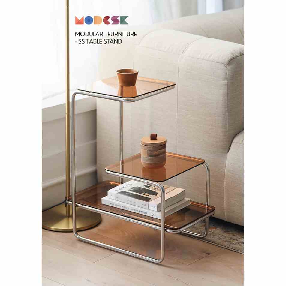 Kệ Sofa - Đầu Giường MODESK SS Sofa Stand Table khung Inox 304 Kính Cường Lực [phòng khách - quán cafe]