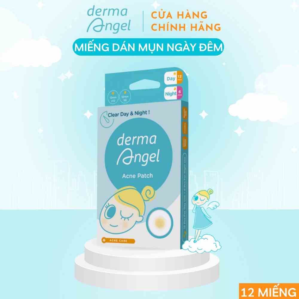 [Mã BMLTB200 giảm đến 100K đơn 499K] Miếng dán mụn DERMA ANGEL dùng cho cả ngày (12 miếng ngày + 6 miếng đêm)