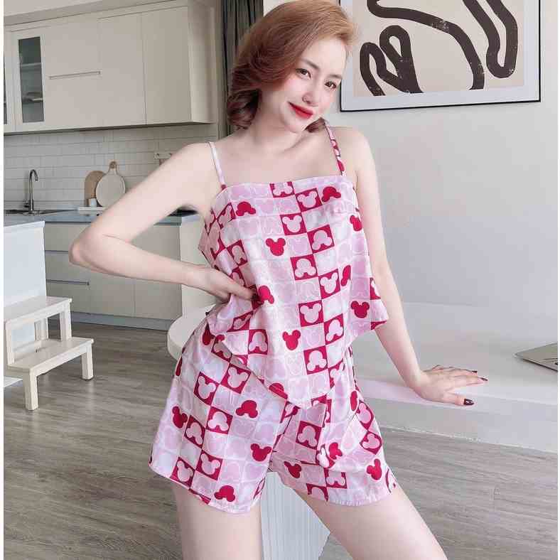 [Mã BMLT30 giảm đến 30K đơn 299K] Bộ Đồ Ngủ Nữ SOJUN Yếm Lụa Tô Châu Size 40-65Kg