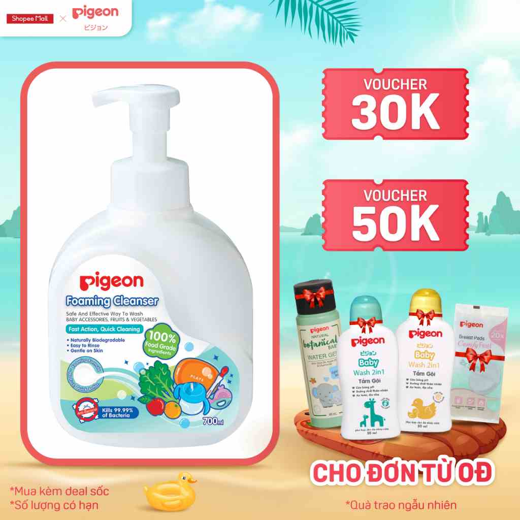 Dung Dịch Súc Rửa Bình Sữa Dạng Bọt Pigeon 700ml (HSD:24/09/2023)