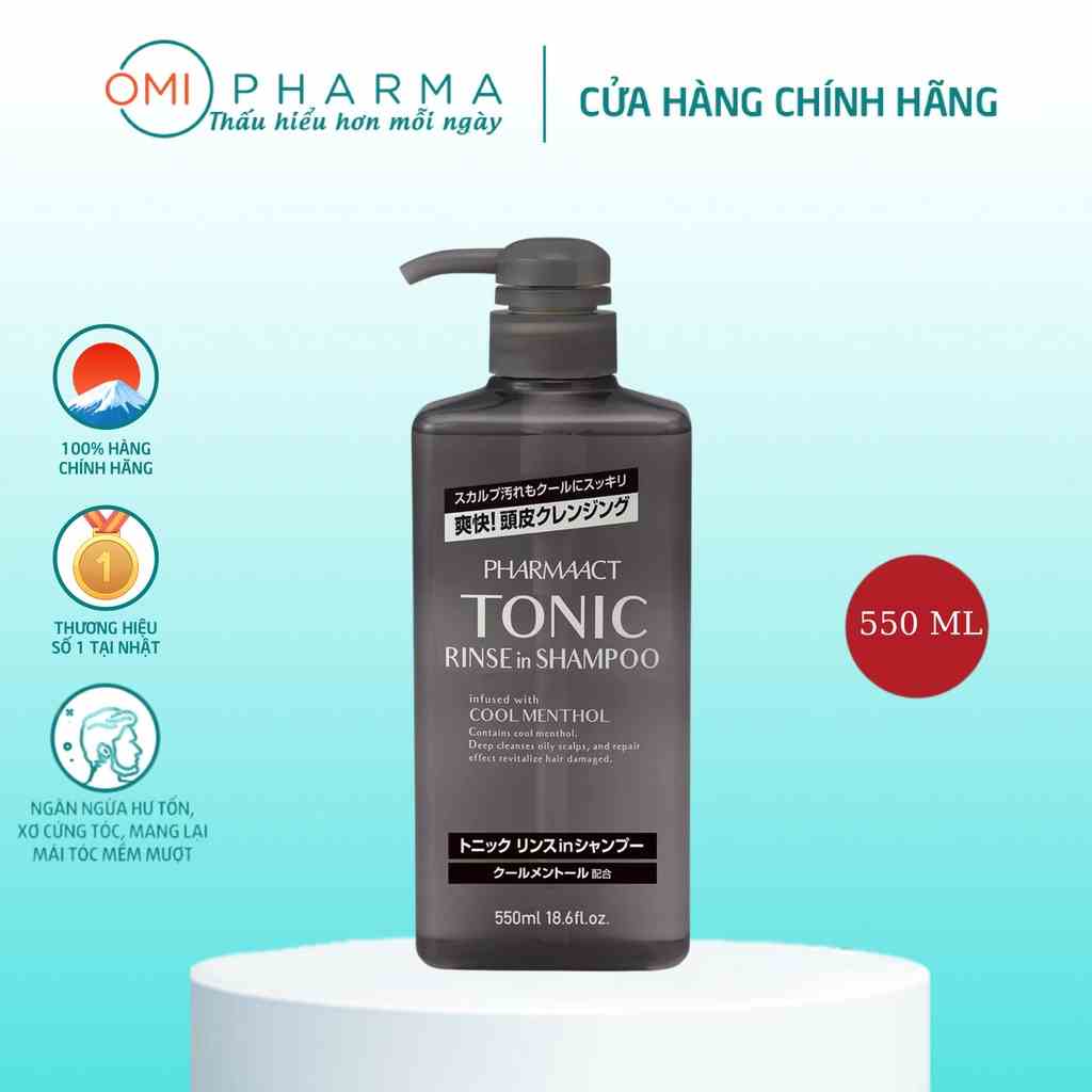 Dầu Gội Xả Cho Nam Bạc Hà Mát Lạnh Pharmaact Tonic Rinse In Shampoo (550ml)