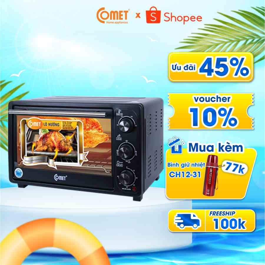 [Mã ELCMVIP1 giảm 10% đơn 699K] Lò nướng điện đa năng 16 lít Comet CM6512