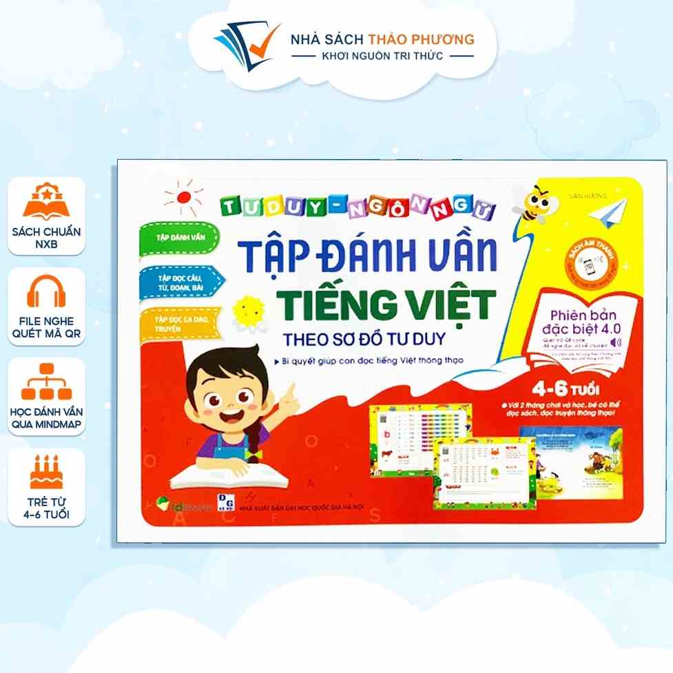 Sách - Tập đánh vần Tiếng Việt theo sơ đồ tư duy phiên bản mới 4.0 (có âm thanh, quét mã QR)