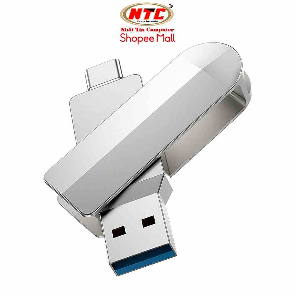 USB 3.0 OTG Hoco UD10 16GB / 32GB / 64GB / 128GB cổng TypeC và USB 3.0 - Vỏ kim loại (Bạc) - Hãng phân phối