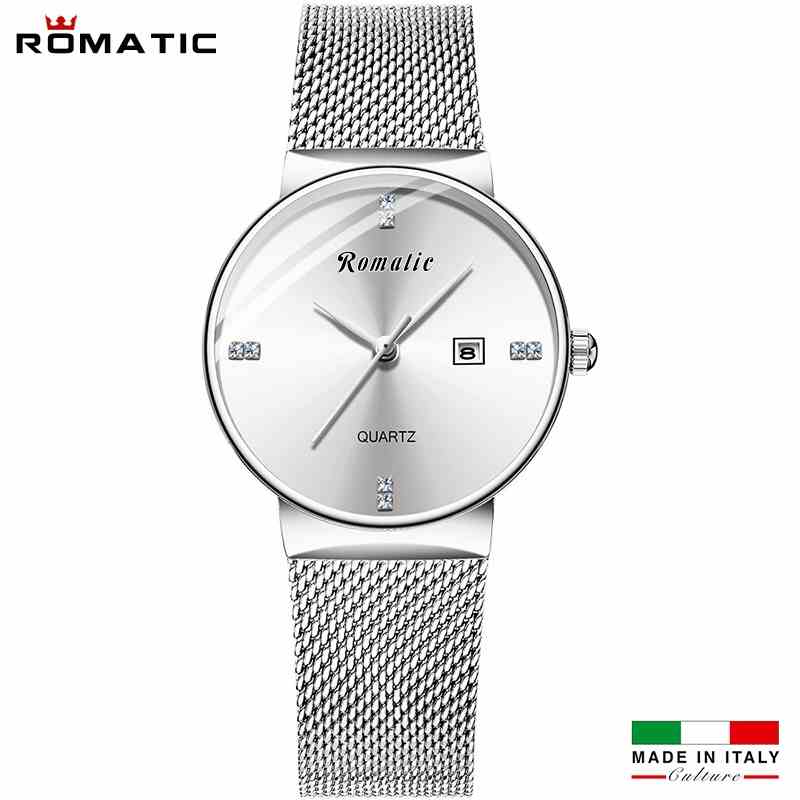 [Mã BMLTB35 giảm đến 35K đơn 99K] Đồng Hồ Nữ ROMATIC 4 vạch Italia - Dây Titanium Sang Trọng + Tặng Pin & Hộp