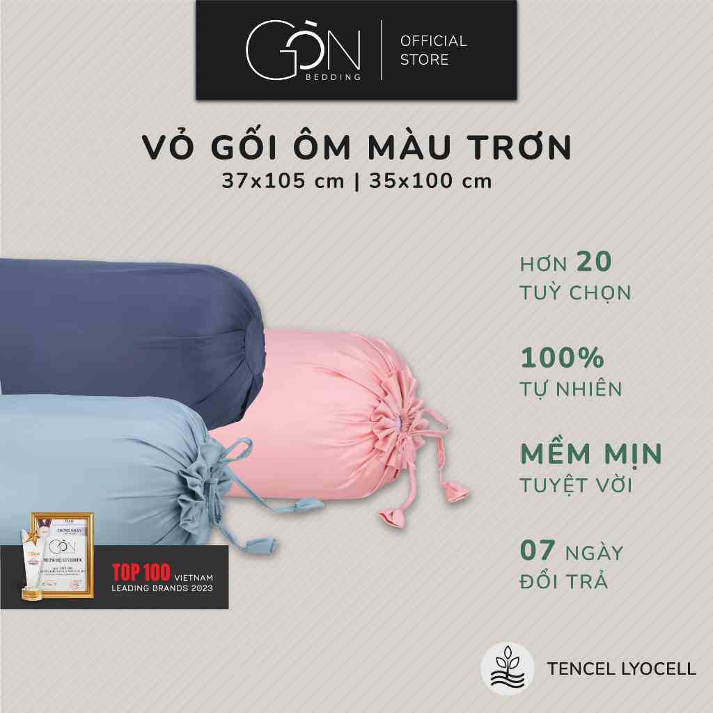 [Nhiều màu] Vỏ Gối Ôm Gòn Bedding Lụa Tencel Satin 60s Cao Cấp Màu Trơn 37x105 cm