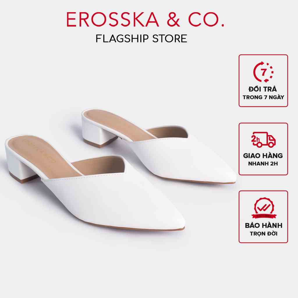 Erosska - Dép cao gót Erosska bít mũi kiểu dáng Hàn Quốc cao 3cm màu trắng _ EM076