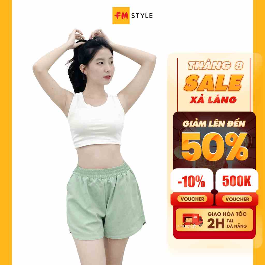 Quần đùi nữ FMSTYLE short ống rộng lưng cao mặc nhà cao cấp chất thun co giãn thấm hút mồ hôi ngày hè 220312501