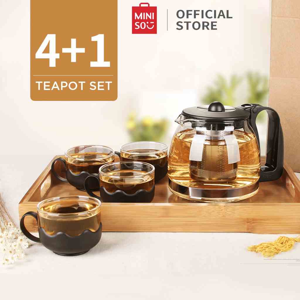 Bộ dụng cụ pha trà tiện lợi bằng thuỷ tinh trong suốt Miniso