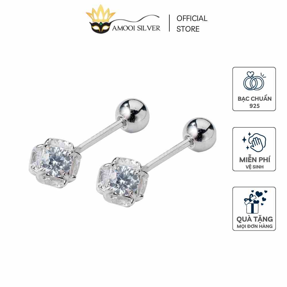 [Mã BMLTB35 giảm đến 35K đơn 99K] Bông Tai Bạc S925 Đính Đá Mẫu Galaxy Chui Vặn Sang Trọng - Amooi Silver AB36