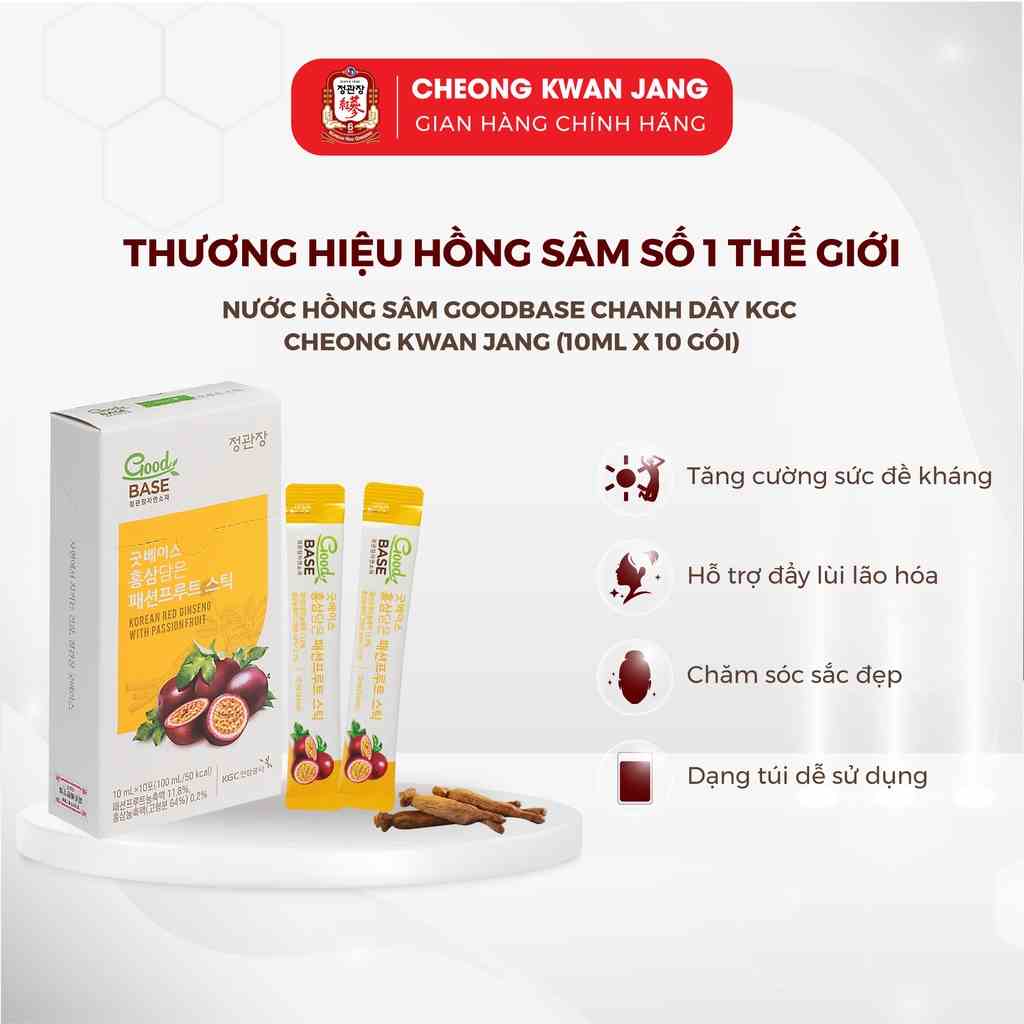 Nước Sâm Hàn Quốc Goodbase Tinh Chất Chanh Dây KGC Cheong Kwan Jang (10ml x 10 gói)