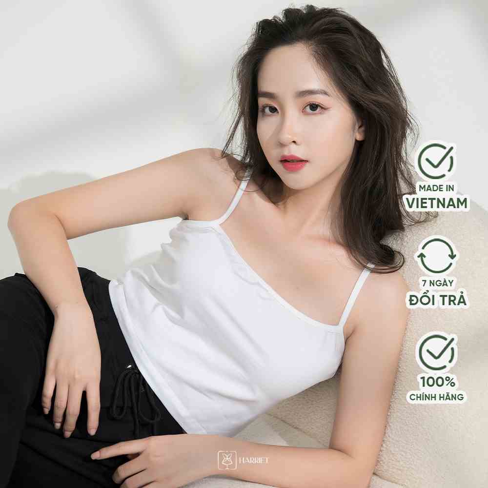 [Mã BMLTB35 giảm đến 35K đơn 99K] Áo hai dây cotton màu trắng xinh xắn mềm mại ôm sát Harriet