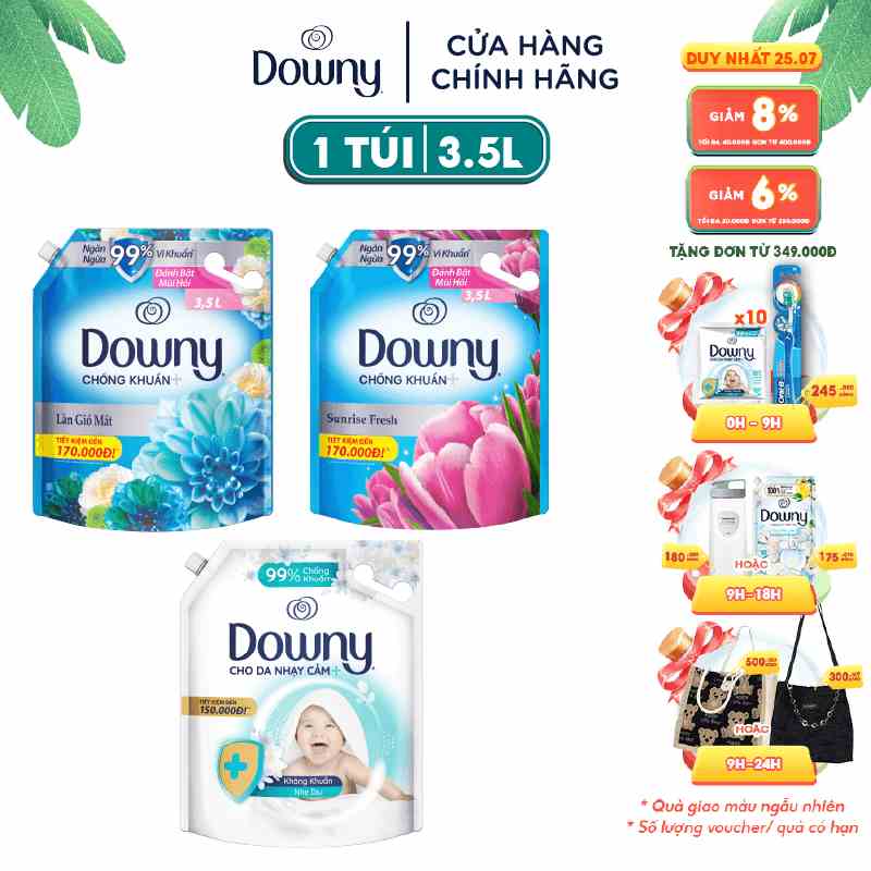 Nước Xả Vải DOWNY Làn Gió Mát 3.5L/ Hương Nắng Mai 3.5L