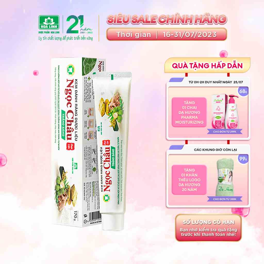 Kem Đánh Răng Dược Liệu Ngọc Châu Trắng Sáng 170g