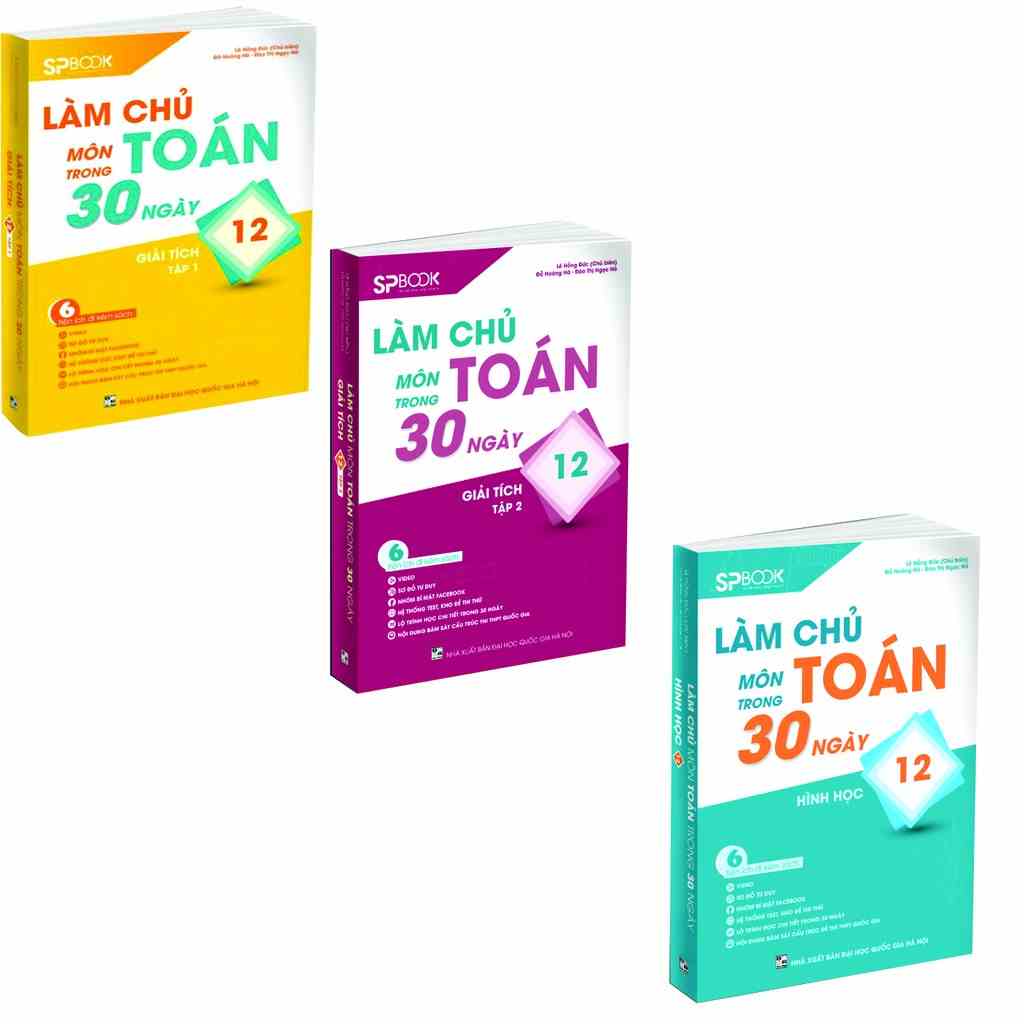 [Mã BMTTC60K giảm đến 60K đơn 50K] Sách - Combo 3 cuốn Làm Chủ Môn Toán Trong 30 Ngày Lớp 12