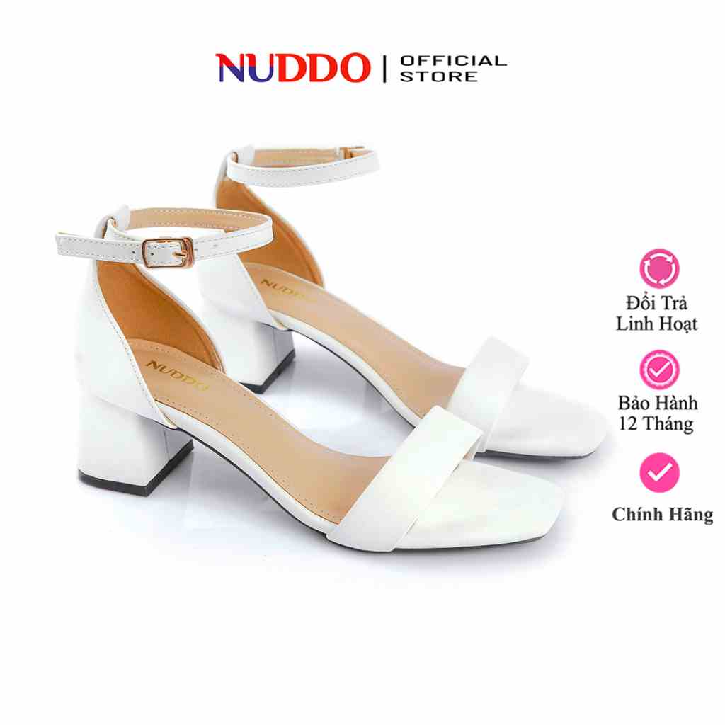 Giày sandal nữ cao gót quai ngang bít hậu thời trang Nuddo N30S