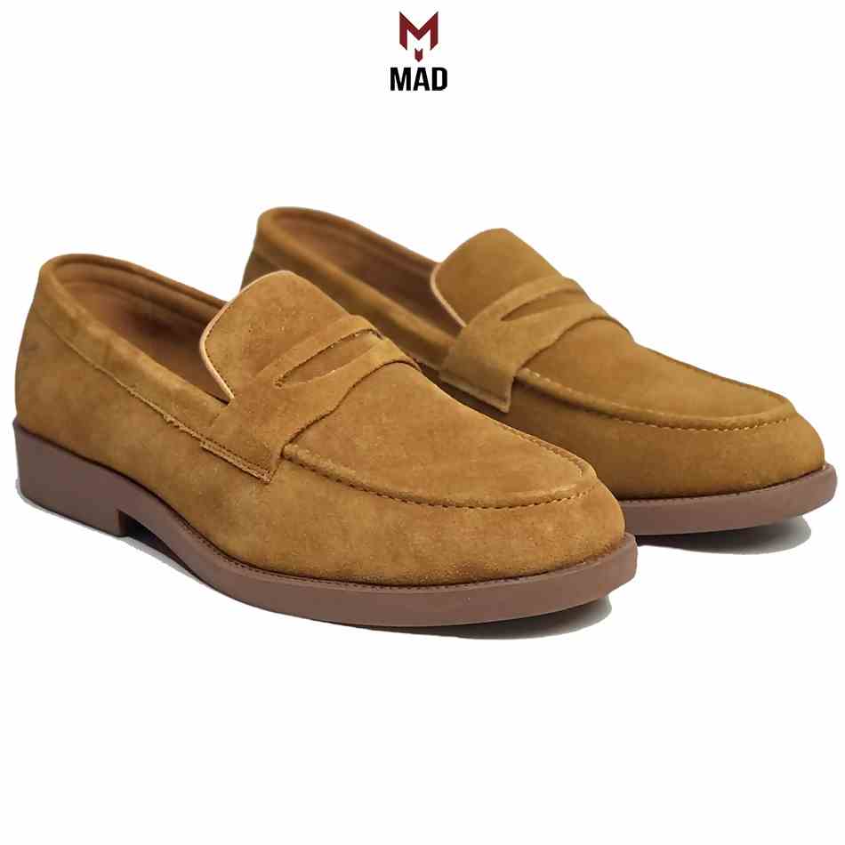 Giày lười tây penny loafer MAD tobcacco da lộn công sở nam da bò lộn cao cấp thời trang