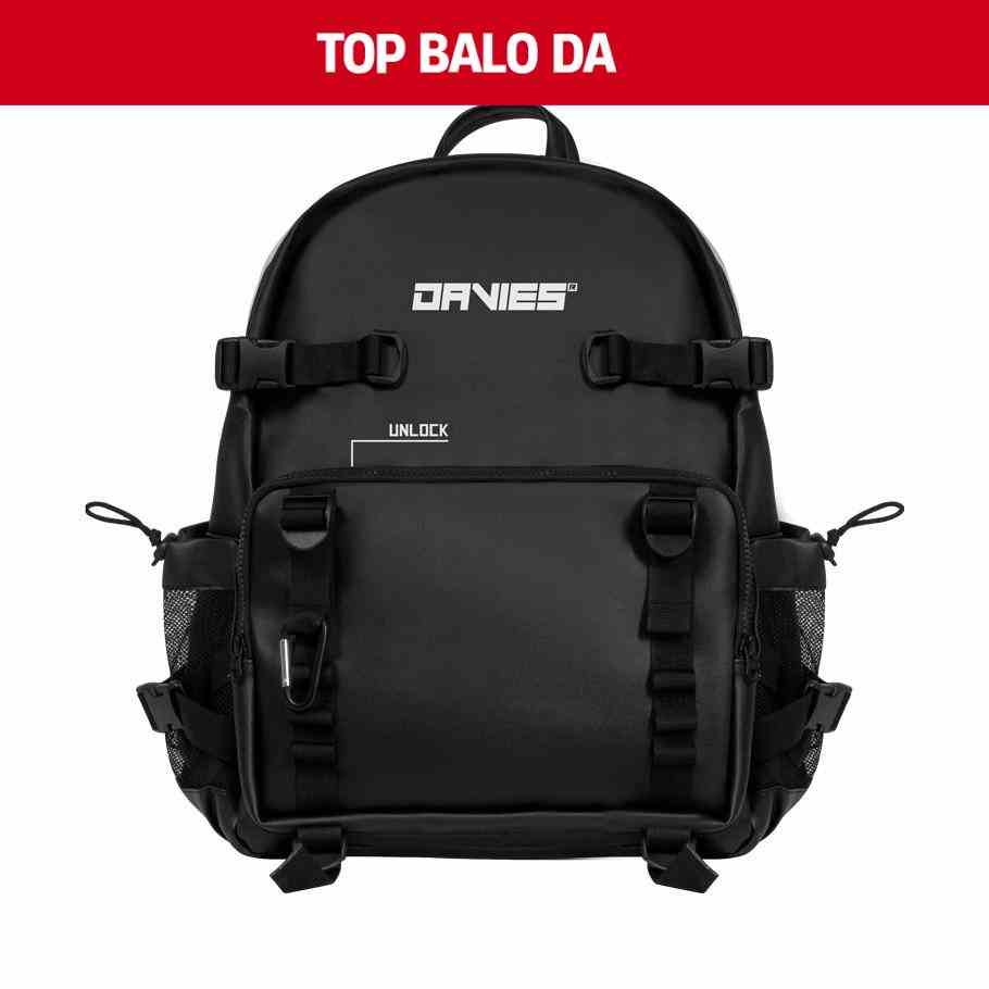 Balo đi học nam nữ màu đen da local brand Davies Leather Tactical Backpack