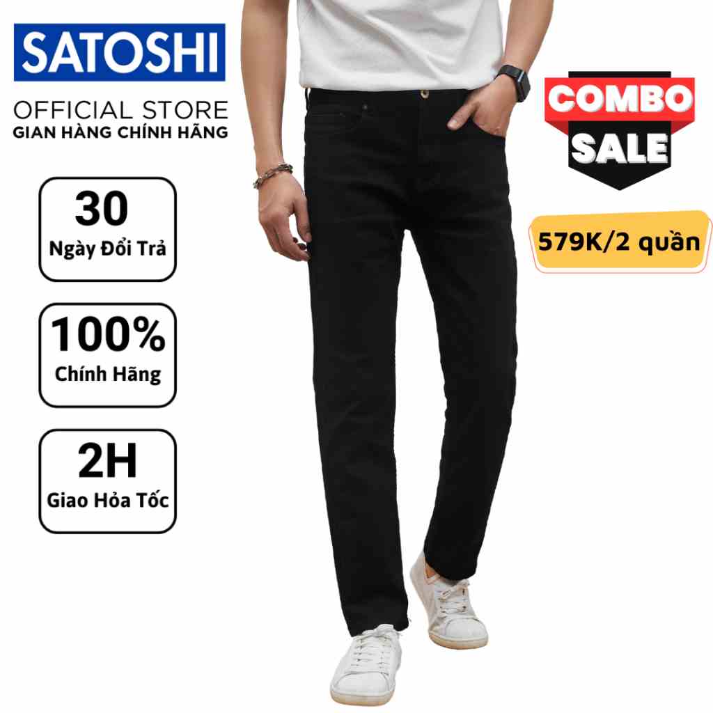 [Mã BMLTB200 giảm đến 100K đơn 499K] Quần Jean nam Satoshi SAQJ23 Basic SlimFit Black chất co giản dễ dàng vận động