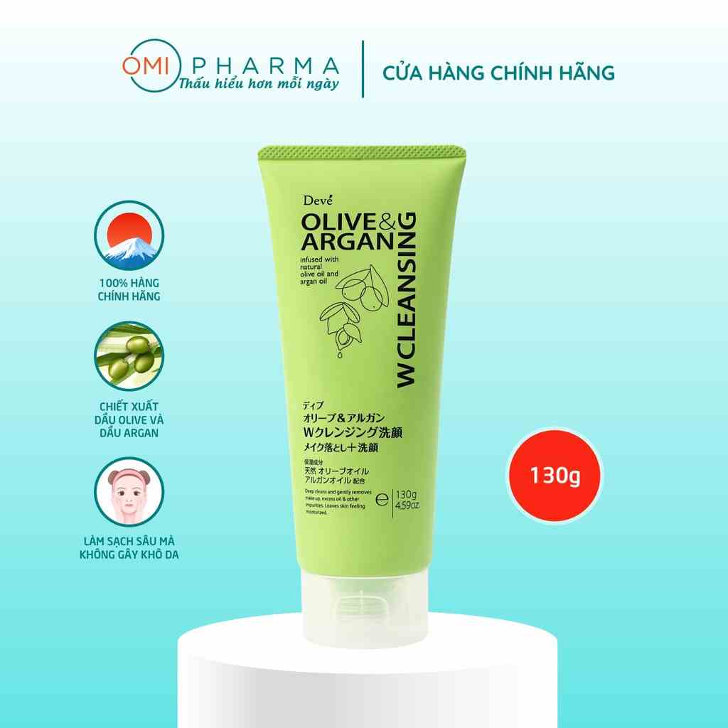 Sữa Rửa Mặt Tẩy Trang Chiết Xuất Dầu Olive & Argan Deve W Cleansing (130g)