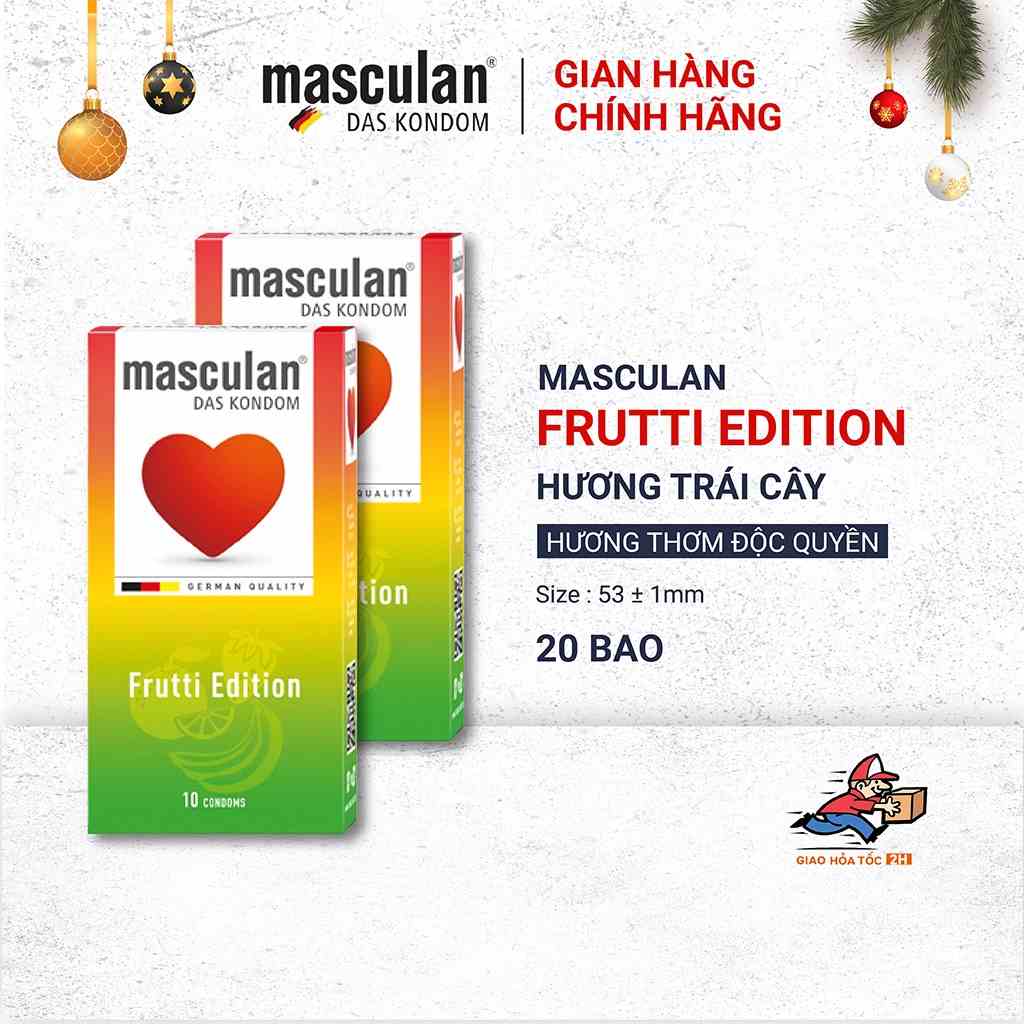 [Mã BMLT35 giảm đến 35K đơn 99K] Combo 2 Hộp Bao Cao Su Masculan Frutti Edition - Hương Trái Cây Thơm Mát - 2 Hộp 10 Bao