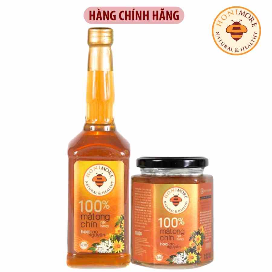 Mật ong nguyên chất Honimore Hoa Cao Nguyên 630g/chai tặng hũ 360g