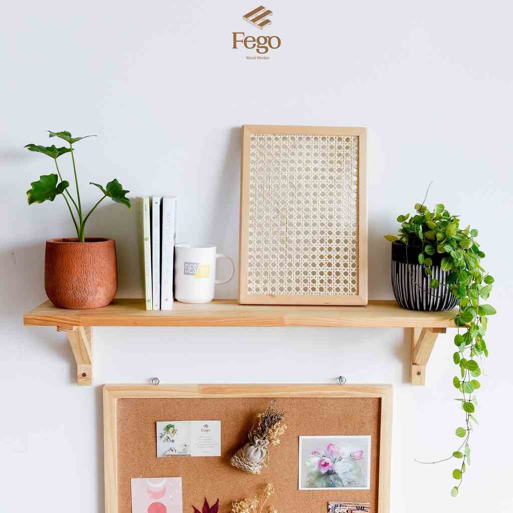 [Mã BMLTB35 giảm đến 35K đơn 99K] Kệ gỗ gắn tường để đồ đa năng decor FEGO/ Giá sách treo tường chịu lực kèm vít