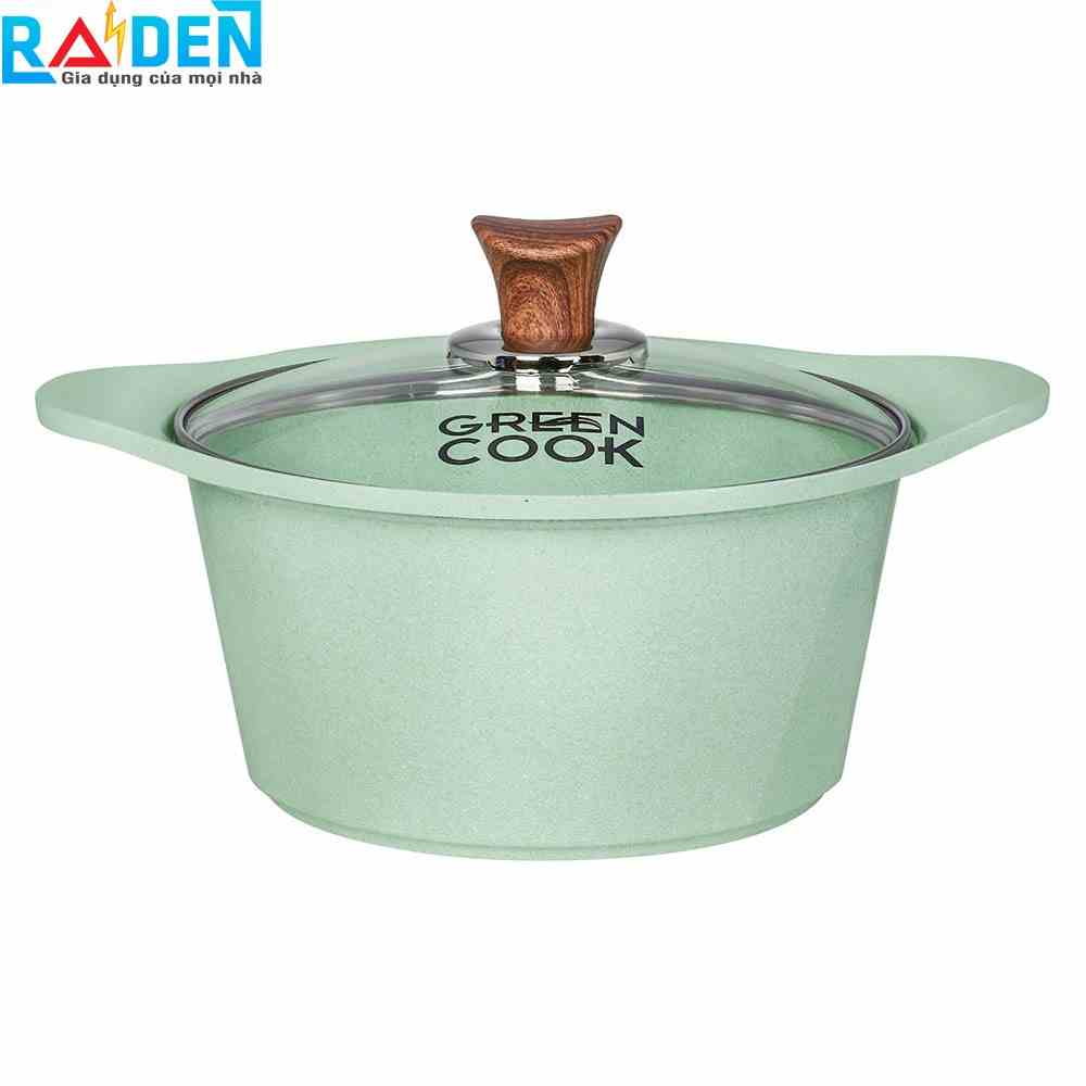 [Mã BMLT35 giảm đến 35K] Nồi đúc chống dính men đá Greencook GCS05-20IH - 20cm / GCS05-24IH - 24cm dùng được trên bếp từ